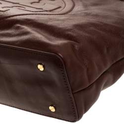 مملوكة مسبقًا حقيبة يد توري برش بومب جلد بنية