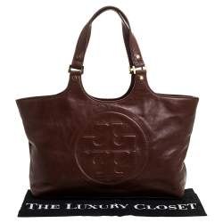 مملوكة مسبقًا حقيبة يد توري برش بومب جلد بنية