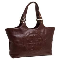 مملوكة مسبقًا حقيبة يد توري برش بومب جلد بنية