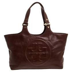 مملوكة مسبقًا حقيبة يد توري برش بومب جلد بنية