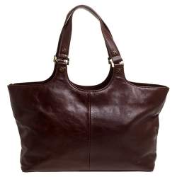 مملوكة مسبقًا حقيبة يد توري برش بومب جلد بنية