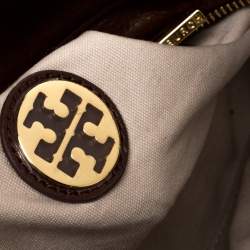 مملوكة مسبقًا حقيبة يد توري برش بومب جلد بنية