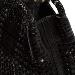 Pre Owned حذاء توري برش تايلون جلد أسود مغزول