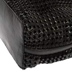 Pre Owned حذاء توري برش تايلون جلد أسود مغزول