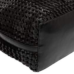 Pre Owned حذاء توري برش تايلون جلد أسود مغزول