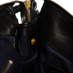 Pre Owned حذاء توري برش تايلون جلد أسود مغزول