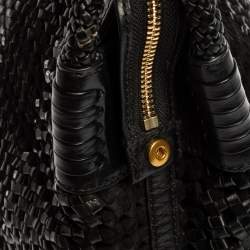 Pre Owned حذاء توري برش تايلون جلد أسود مغزول