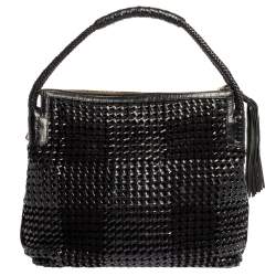 Pre Owned حذاء توري برش تايلون جلد أسود مغزول