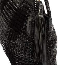 Pre Owned حذاء توري برش تايلون جلد أسود مغزول