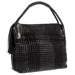 Pre Owned حذاء توري برش تايلون جلد أسود مغزول