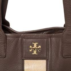 Tory Burch Brown/Beige Leather Shopper Tote