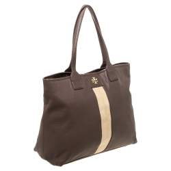 Tory Burch Brown/Beige Leather Shopper Tote