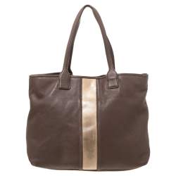 Tory Burch Brown/Beige Leather Shopper Tote