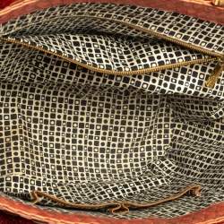 Pre Owned Tory Burch Pink Woven Raffia Beachy Norah Bucket Bag