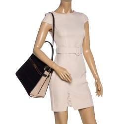 Pre Owned Tory Burch Multicolor Check Wool and Suede Lee Radziwill Top Handle Bag