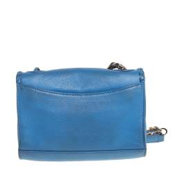 Tory Burch Blue Leather Mini Marion Shrunken Shoulder Bag