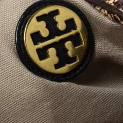 Pre Owned Tory Burch Black/Beige Leather and Snakeskin Effect Hobo