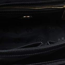 Pre Owned Tory Burch Navy Blue/Turquoise Leather Top Handle Bag