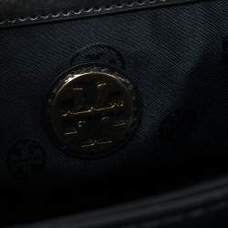 Pre Owned Tory Burch Navy Blue/Turquoise Leather Top Handle Bag