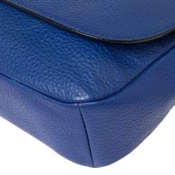 Pre Owned Tory Burch Blue Leather Harper Flap Messenger Bag