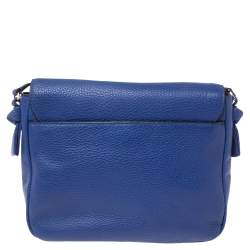 Pre Owned Tory Burch Blue Leather Harper Flap Messenger Bag