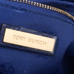 Pre Owned Tory Burch Blue Leather Harper Flap Messenger Bag