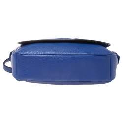 Pre Owned Tory Burch Blue Leather Harper Flap Messenger Bag