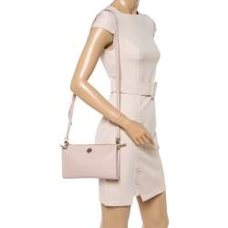 Pre Owned Tory Burch Nude Leather Robinson Clutch Bag