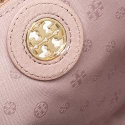 Pre Owned Tory Burch Nude Leather Robinson Clutch Bag