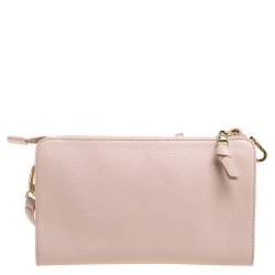 Pre Owned Tory Burch Nude Leather Robinson Clutch Bag