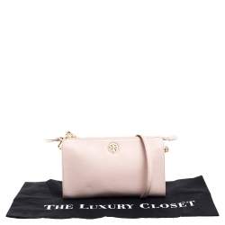 Pre Owned Tory Burch Nude Leather Robinson Clutch Bag