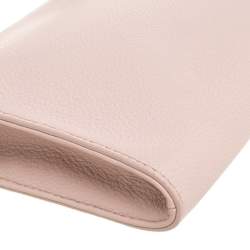 Pre Owned Tory Burch Nude Leather Robinson Clutch Bag