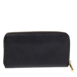 Pre Owned Tory Burch Black Leather Robinson Zip Around Wallet