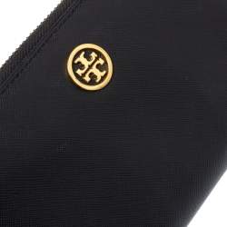 Pre Owned Tory Burch Black Leather Robinson Zip Around Wallet