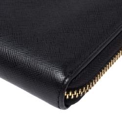 Pre Owned Tory Burch Black Leather Robinson Zip Around Wallet