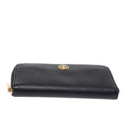 Pre Owned Tory Burch Black Leather Robinson Zip Around Wallet