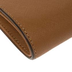 Pre Owned Tory Burch Tan Leather Bifold Card Holder 