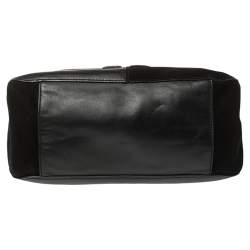 Pre Owned Tory Burch Black Leather and Suede Natalie Satchel