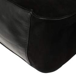 Pre Owned Tory Burch Black Leather and Suede Natalie Satchel