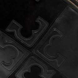 Pre Owned Tory Burch Black Leather and Suede Natalie Satchel