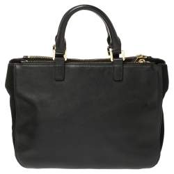 Pre Owned Tory Burch Black Leather and Suede Natalie Satchel