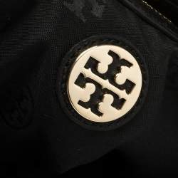 Pre Owned Tory Burch Black Leather and Suede Natalie Satchel