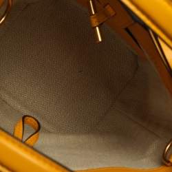 Pre Owned Tory Burch Yellow Leather Miller Bucket Bag