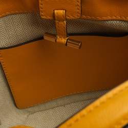 Pre Owned Tory Burch Yellow Leather Miller Bucket Bag
