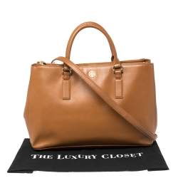 مملوكة مسبقًا Tory Burch Tan Leather Oversized Robinson Double Zip Tote