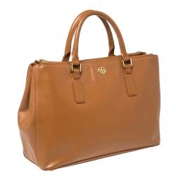 ممل وكة مسبقًا Tory Burch Tan Leather Oversized Robinson Double Zip Tote