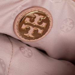 Pre Owned Tory Burch Powder Pink Leather Thea Double Zip Satchel