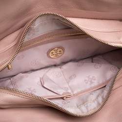 Pre Owned Tory Burch Powder Pink Leather Thea Double Zip Satchel