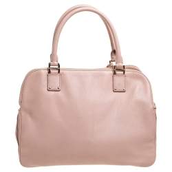 Pre Owned Tory Burch Powder Pink Leather Thea Double Zip Satchel