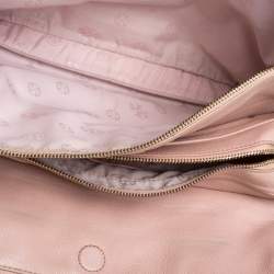 Pre Owned Tory Burch Powder Pink Leather Thea Double Zip Satchel